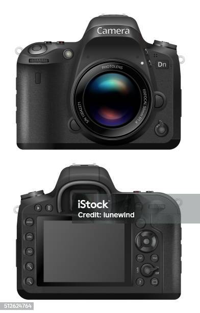 Vector Slr Camera Stock Illustration - Download Image Now - Digital Single-Lens Reflex Camera, Camera - Photographic Equipment, SLR Camera