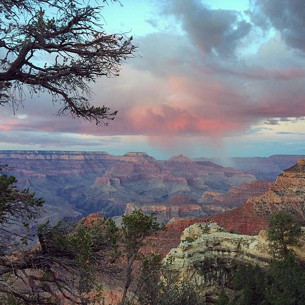 Late afternoon thunderstorm over the Grand Canyon.  Taken with an iPhone and processed in Instagram.