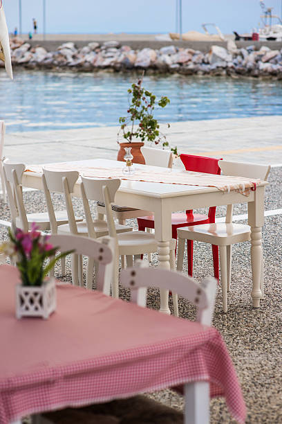 istock Summer outdoor terrace cafe on sand beach 512627322