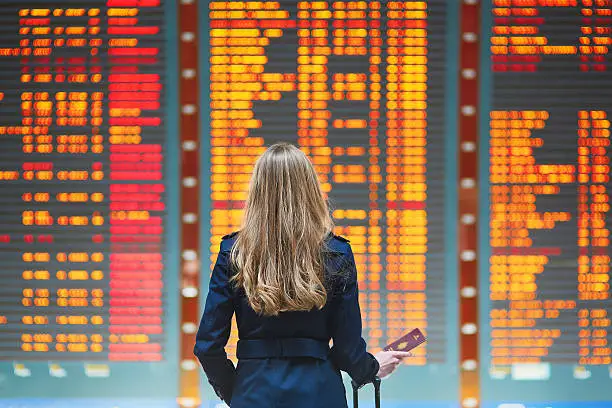 Photo of Young woman in international airport