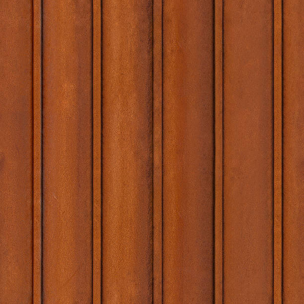 HQ seamless and tileable texture of rusty iron sheet-piling stock photo