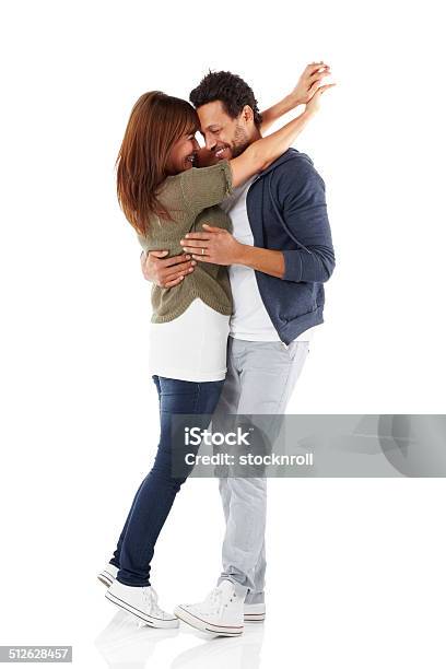 Portrait Of Romantic Mixed Race Couple Embracing Stock Photo - Download Image Now - Couple - Relationship, Embracing, Cut Out