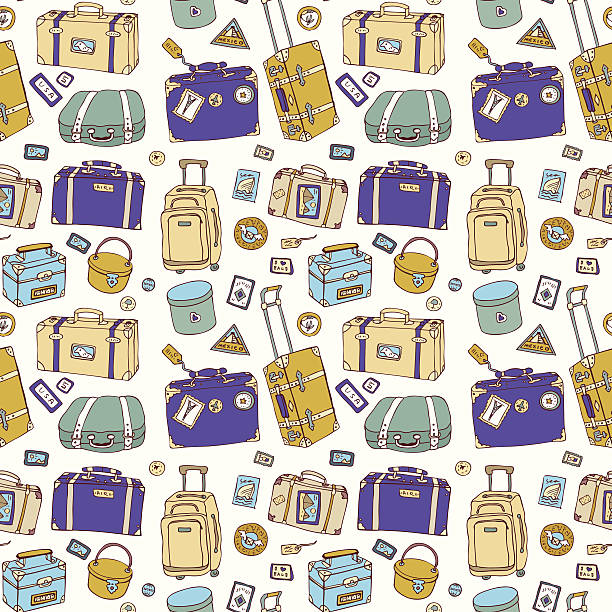 スーツケースます。 シームレスな背景です。 - luggage packing suitcase old点のイラスト素材／クリップアート素材／マンガ素材／アイコン素材