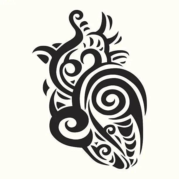 Vector illustration of Decorative heart. Ethnic pattern.