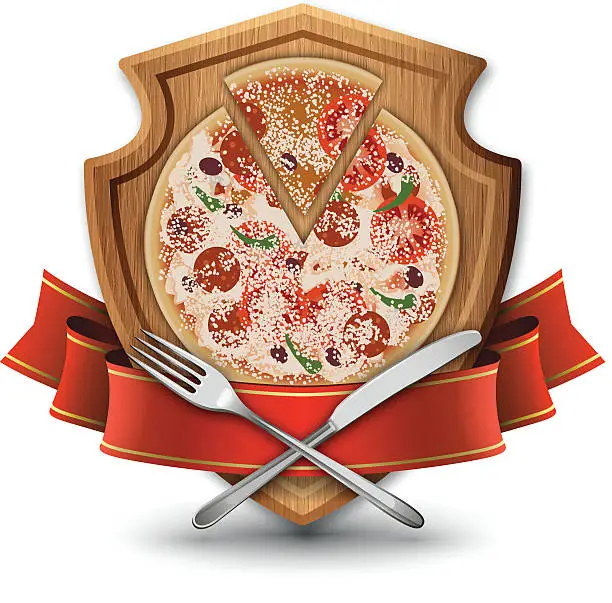 Vector illustration of Pizza Restaurant Emblem