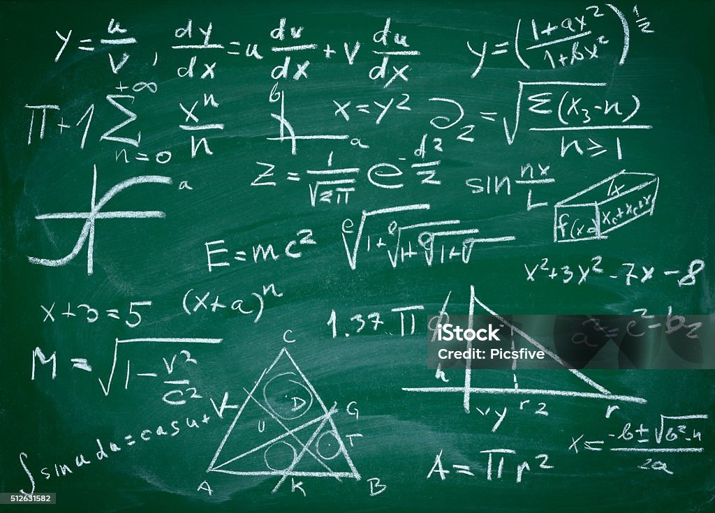 math formulas on school blackboard education close up of math formulas on a blackboardclose up of math formulas on a blackboard Chalkboard - Visual Aid Stock Photo