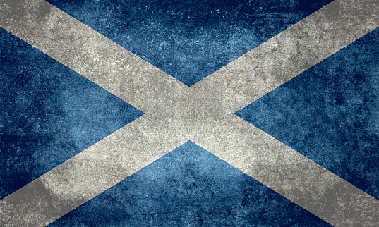 National flag of Scotland with retro distressed grungy patina