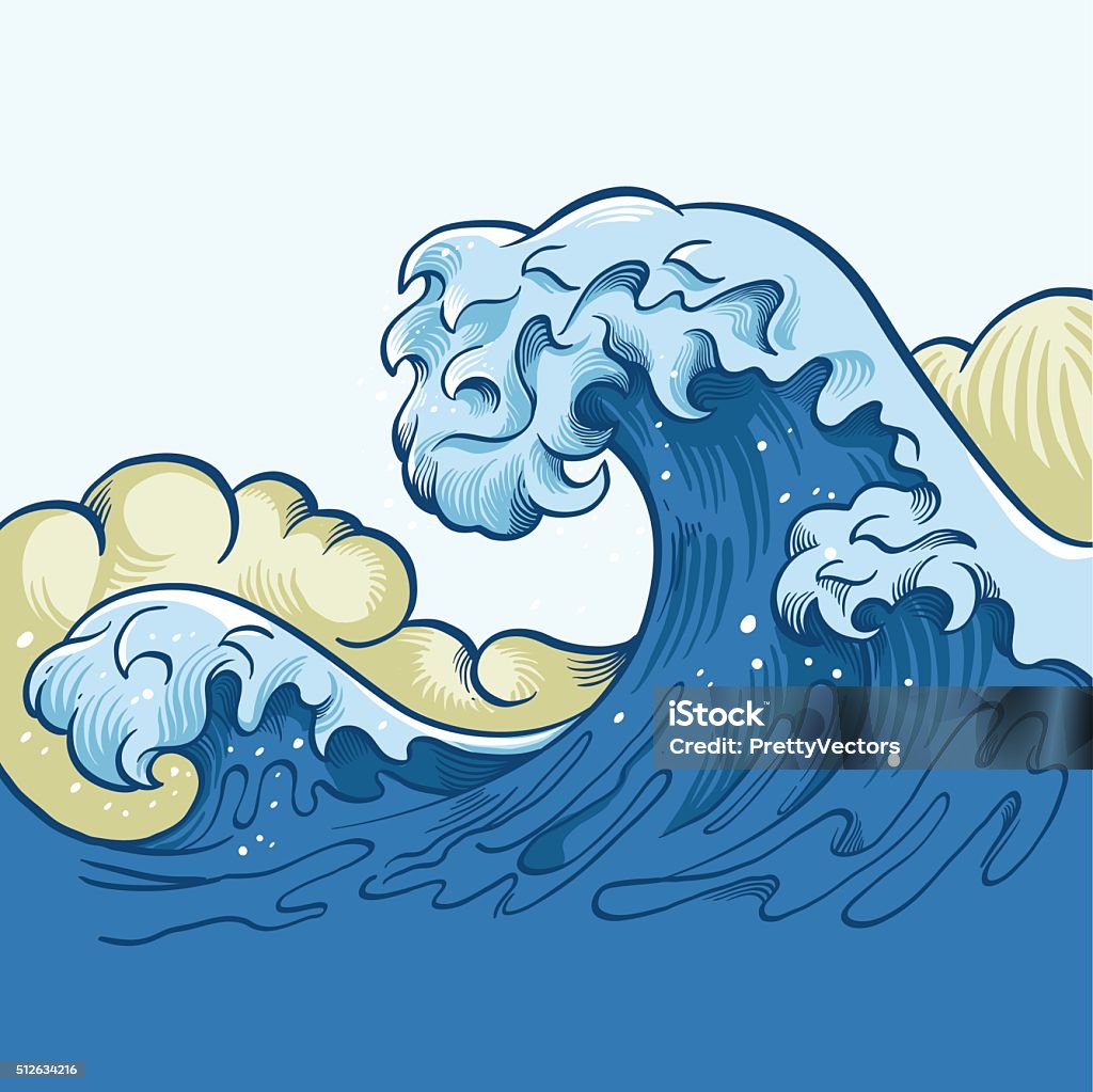Ilustración de Océano Gran Ola Vector De Ilustración Dibujo Animado y más  Vectores Libres de Derechos de Mar - iStock