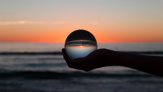 Crystal Ball photography at Golden Bay, Western Australia.  Taken at sunset.