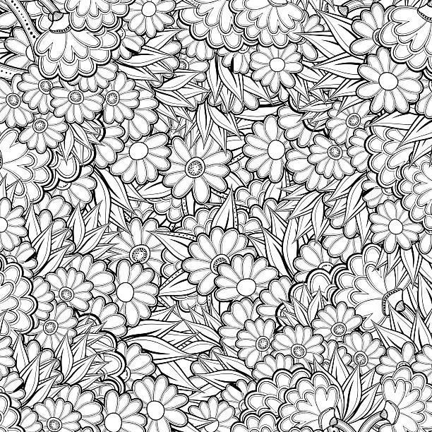 Vector illustration of Pattern for Coloring book with abstract flowers