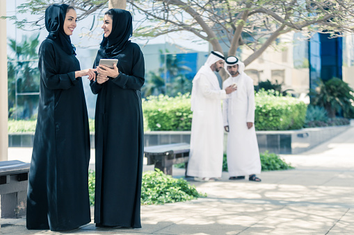 Group of Arab Students at an University Campus, Dubai, UAE. Image taken during iStockalypse 2015, Dubai, United Arab Emirates