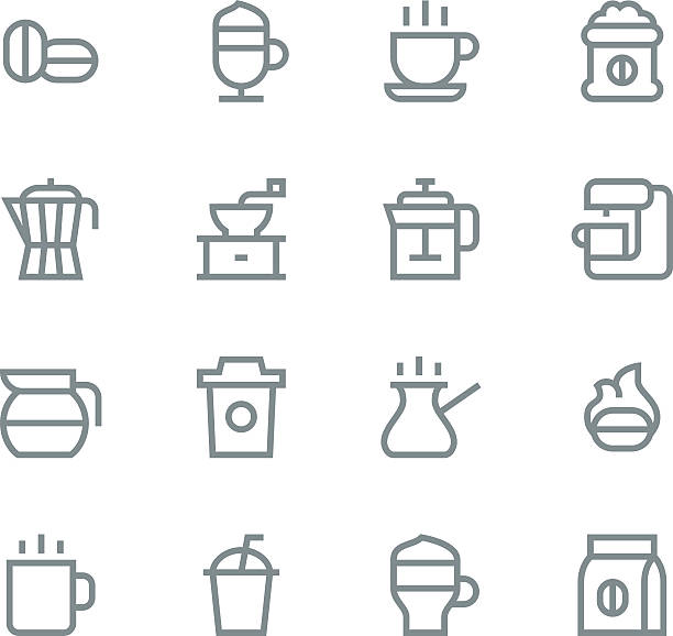 ilustrações de stock, clip art, desenhos animados e ícones de ícones de café - coffee cup bean sugar