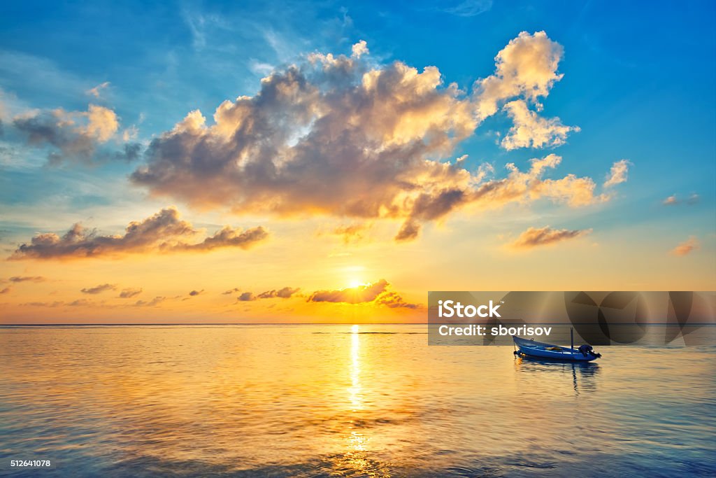 Sunrise over ocean Colorful sunrise over ocean on Maldives Above Stock Photo