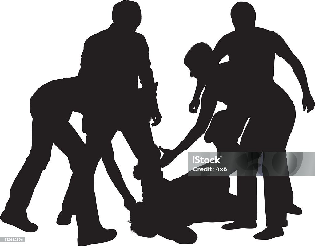 Four people beating up a fifth person Four people beating up a fifth personhttp://www.twodozendesign.info/i/1.png Violence stock vector