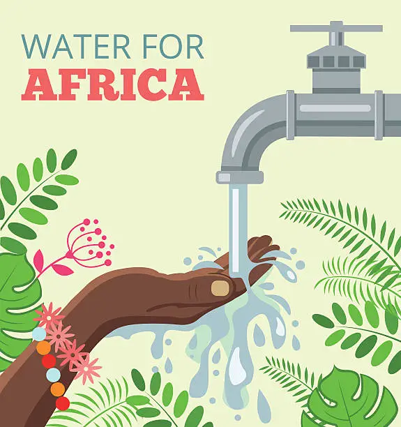 Vector illustration of Water for africa. Vector flat illustration