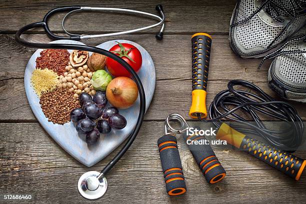 Healthy Lifestyle Concept With Diet And Fitness Stock Photo - Download Image Now - Healthy Eating, Healthy Lifestyle, Exercising