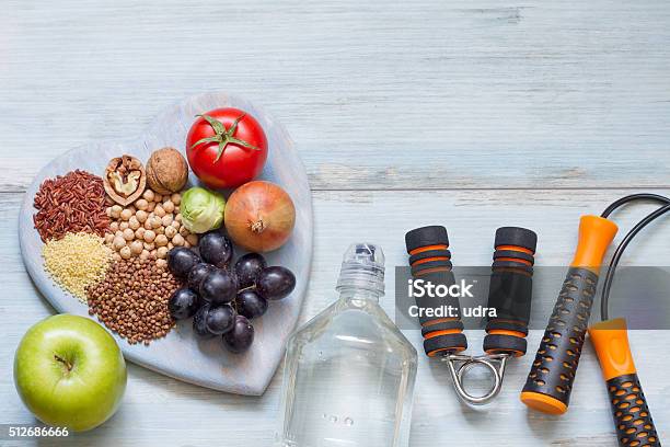 Healthy Lifestyle Concept With Diet And Fitness Stock Photo - Download Image Now - Healthy Lifestyle, Healthcare And Medicine, Wholegrain