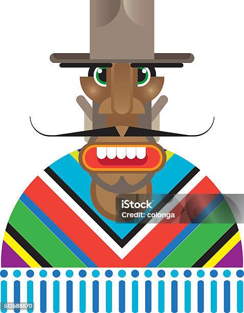 Mexican Dressed In Poncho Stock Illustration - Download Image Now - Adult, Adults Only, Anger
