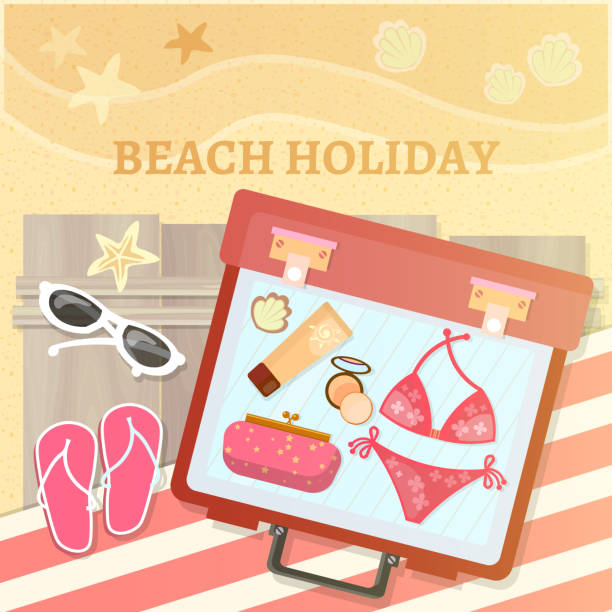 летние каникулы на пляже - summer beach vacations sand stock illustrations