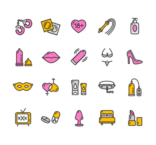 intim or sex shop icon set. vector - 性與生殖 插圖 幅插畫檔、美工圖案、卡通及圖標