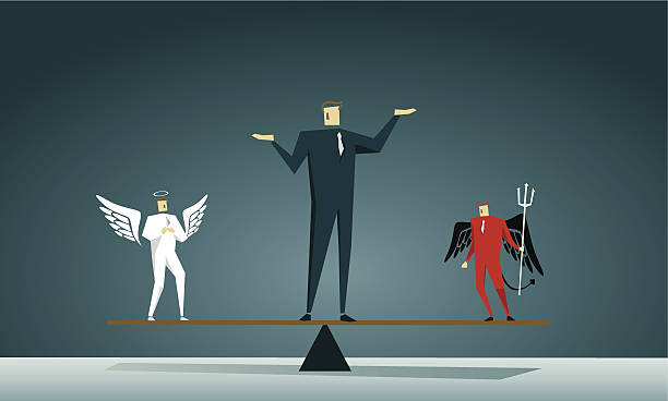 polityk - expressing positivity devil angel moral dilemma stock illustrations