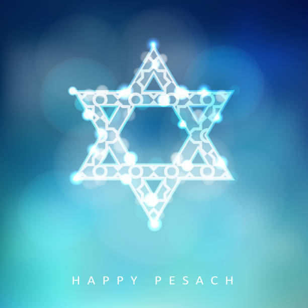 Jewish holiday Passover greeting card with ornamental glittering jewish star Jewish holiday Passover greeting card with ornamental glittering jewish star, vector illustration background solomon stock illustrations