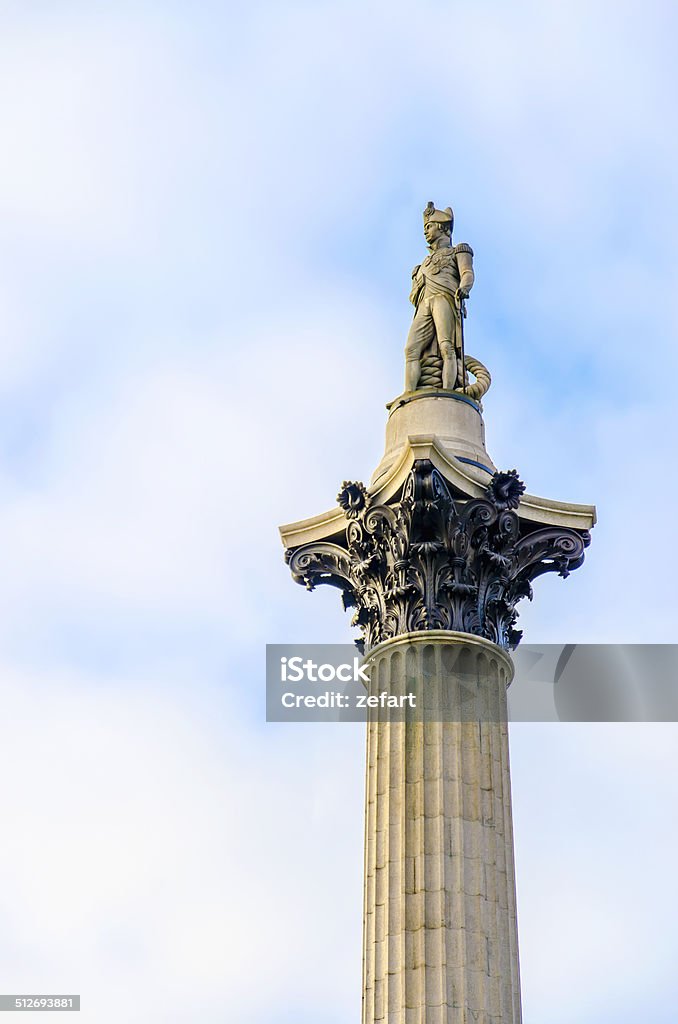 Nelson's column on Trafalgar square in London Nelson's column in Trafalgar square, London, space for typing Admiral Stock Photo