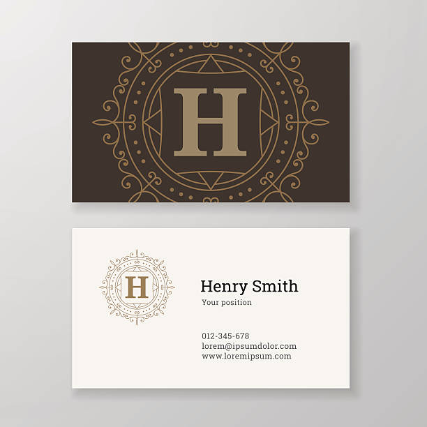 Business card ornament emblem letter H template design. vector art illustration