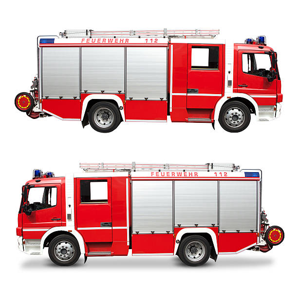 вид сбоку пожарная машина - german culture flash стоковые фото и изображения