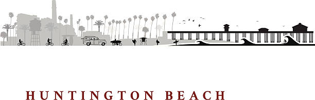 ハンティントンビーチのカリフォルニアの街並み - huntington beach点のイラスト素材／クリップアート素材／マンガ素材／アイコン素材