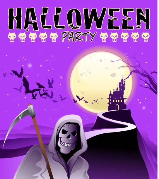 Vector illustration of grim reaper party