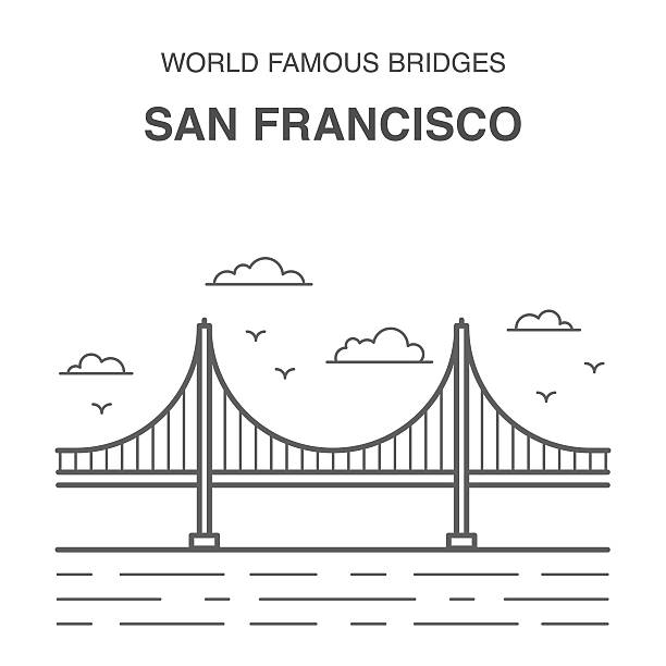 illustrazioni stock, clip art, cartoni animati e icone di tendenza di san francisco golden gate bridge. - golden gate bridge san francisco county bridge city