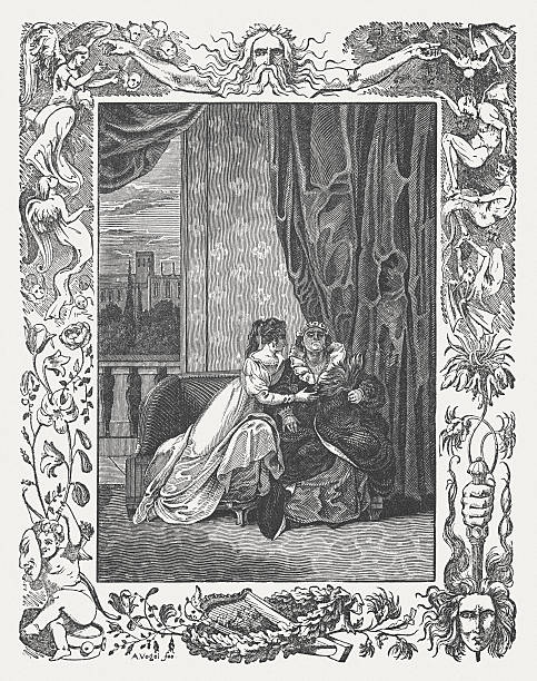 kuvapankkikuvitukset aiheesta romeo ja julia kirjoittanut william shakespeare, puun kaiverrus, julkaistu 1838 - romeo fictional character