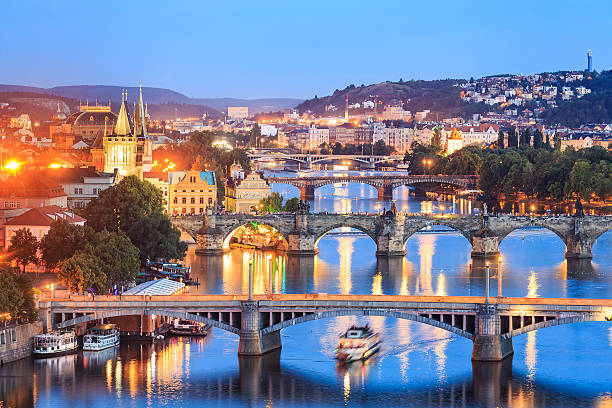 istock The Charles Bridge and Vltava river in Prague in dusk 512698982