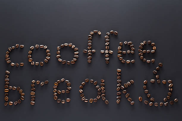istock Cooffee break words consist  of coffee beans 512700158
