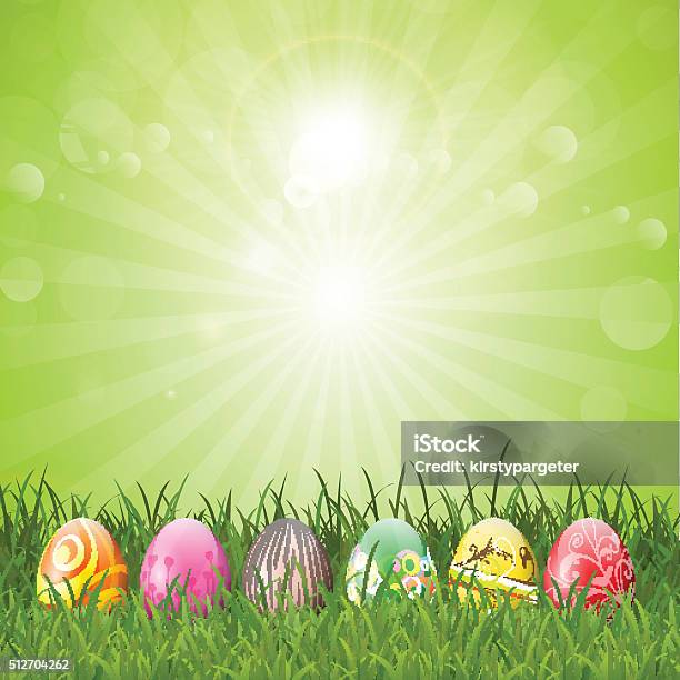 Easter Eggs In Grass Stock Illustration - Download Image Now - Backgrounds, Easter, Easter Egg