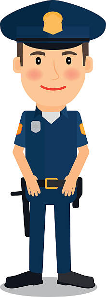 Policeman character vector illustration Policeman and police officer character on white background. Vector illustration gun laws stock illustrations