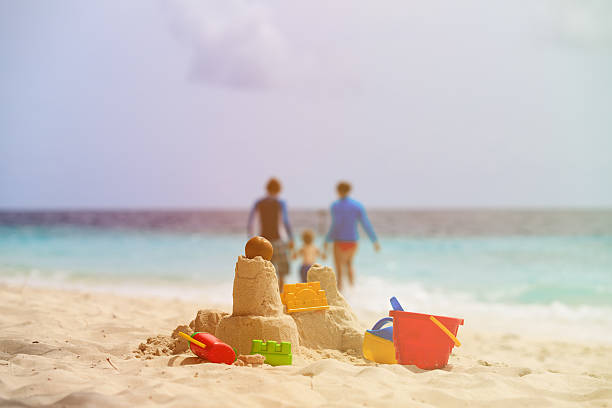 istock sand castle on tropical beach, family vacation 512726470