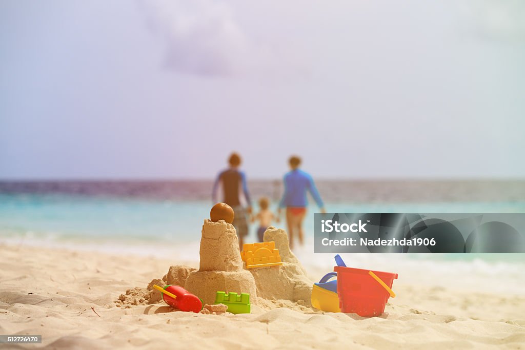 sand castle on tropical beach, family vacation sand castle on tropical beach, family vacation concept Sandcastle - Structure Stock Photo