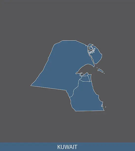 Vector illustration of Kuwait map outline vector in gray background