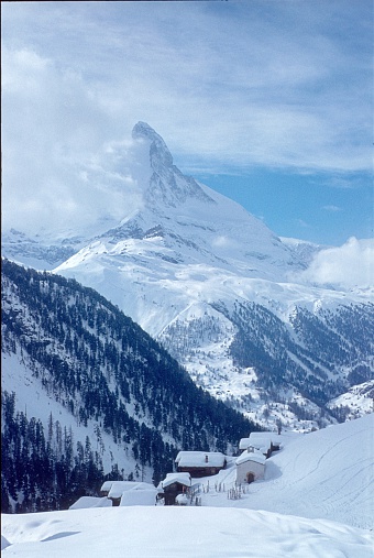 Canton Valais, Aosta Valley, Switzerland. Matterhorn, the highest mountain in the Alps,1978.