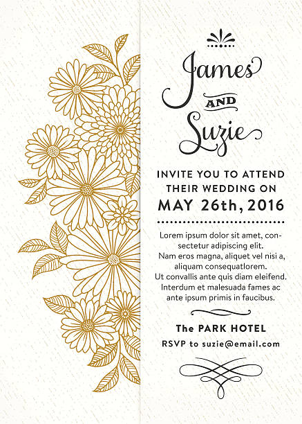 цветочные приглашение на свадьбу - golden daisy stock illustrations