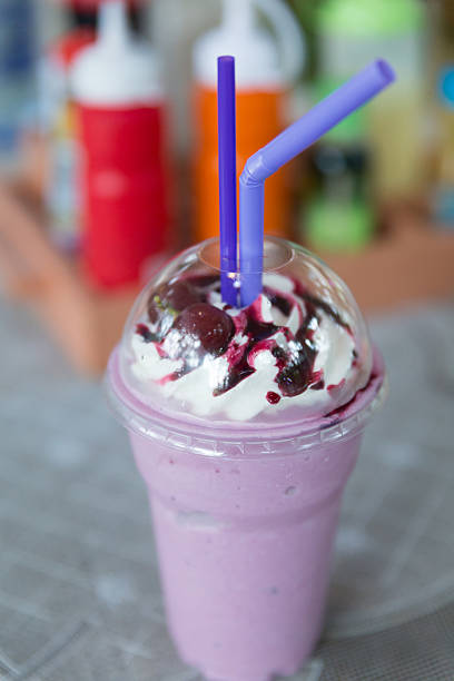 blueberry smoothie with whipped cream
