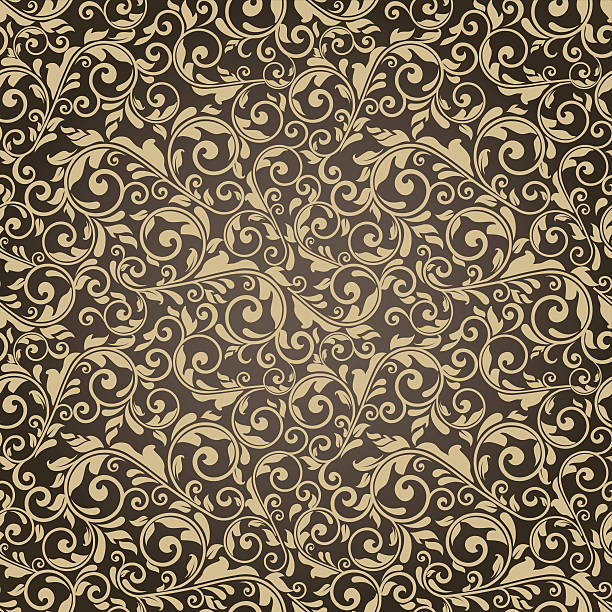 bezszwowe wiktoriański wzór na brązowym tle - pattern seamless doodle retro revival stock illustrations