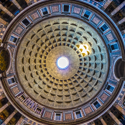Inside view of the Pantheon's Cupola, Rome, Italy.
