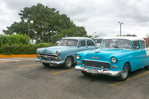 havana, Сuba - January 24, 2016: old historical american car is parked at street of havana cuba