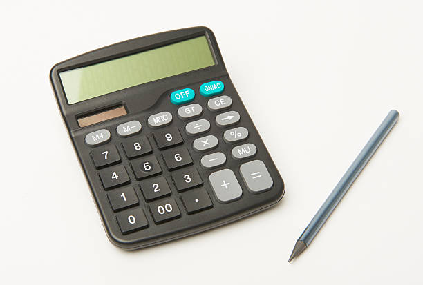 istock Calculator on a white background with black pencil 512745502