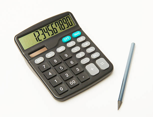istock Calculator on a white background with black pencil 512745618