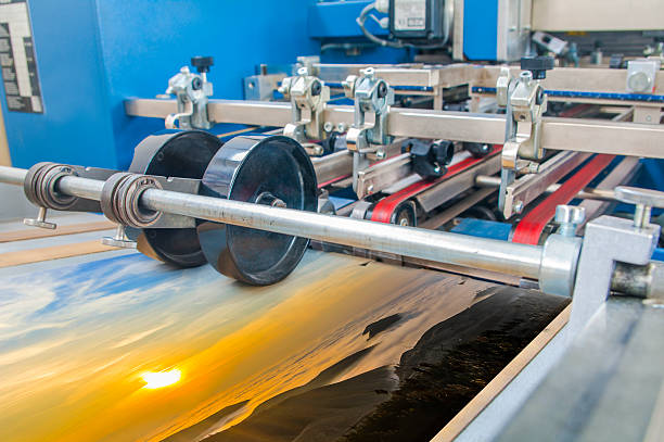 istock Close up of an offset printing machine during production 512746307