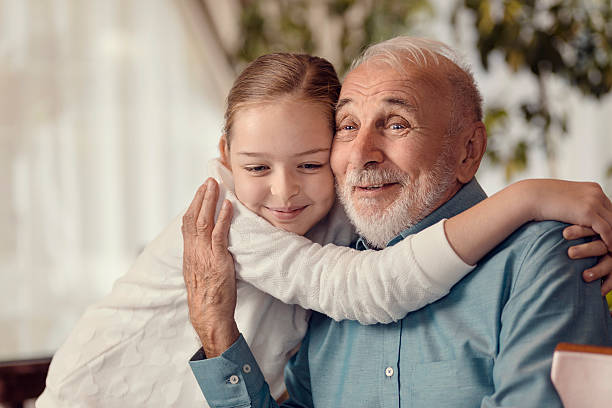 Young girl and grandfather